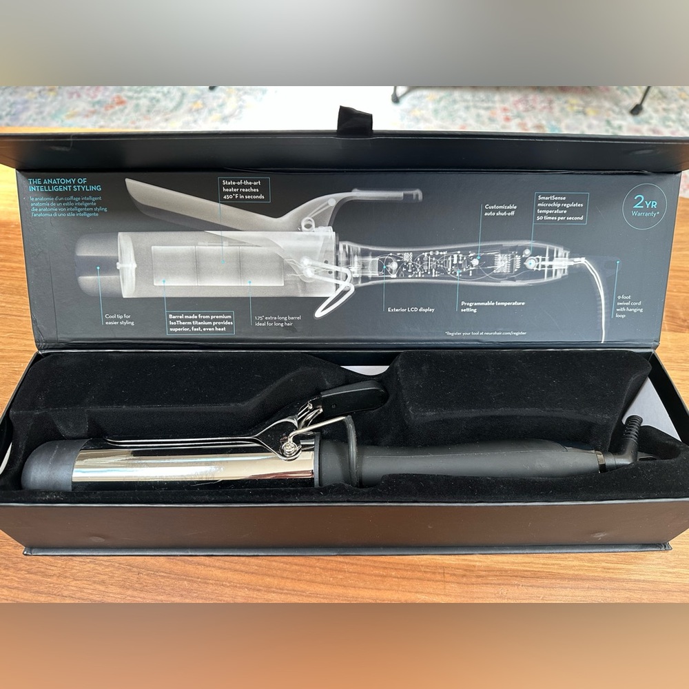 Ceramic 1" Curling Iron - Black & Silver